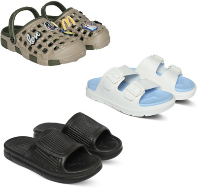 Acorn Men Slides(Brown, Black, White , 7)