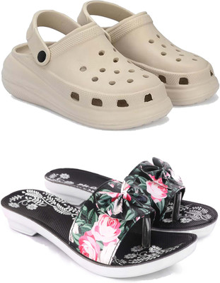 Pennen Women Flip Flops(Black , 8)