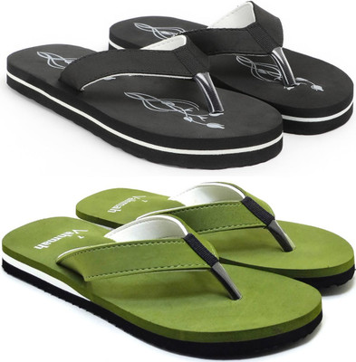 VAHMAH Women Slippers(Black, Green , 7)