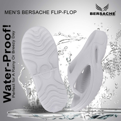 BERSACHE Men Flip Flops(Grey , 9)