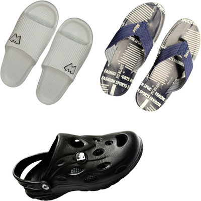BLIBBERS Men Slippers(Grey, Blue, Black , 7)