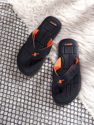 Sparx Men Slippers(Black, Orange , 9)