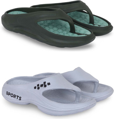 Kapani Fashion Men Slippers(Green, Grey , 8)