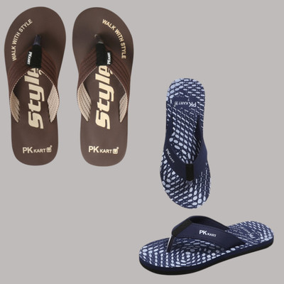 PKKART Men Slippers(Brown, Blue , 10)