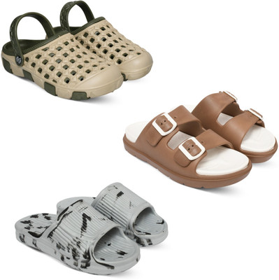 Acorn Men Slides(Beige, Tan, White , 6)