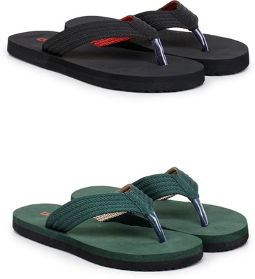 Softwalk Men Flip Flops(Green , 8)