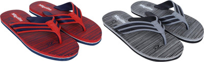MIGOLITE Men Flip Flops(Red, Grey , 6)