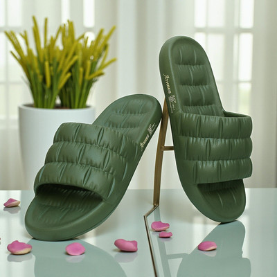 athree Men Comfortable Durable & Anti-Slip Advanced Quality Cushion & Elegant Slippers(Olive , 10)