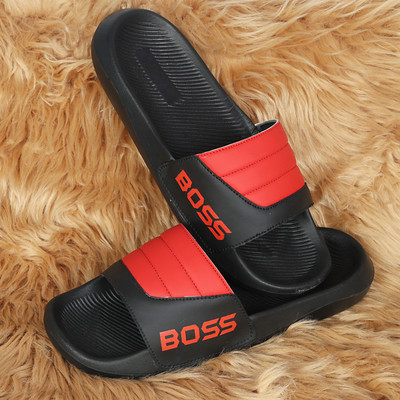 Foot Print Men Slides(Red , 9)