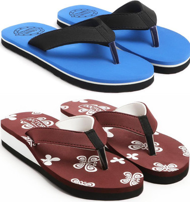 VAHMAH Women Slippers(Blue, Maroon , 5)