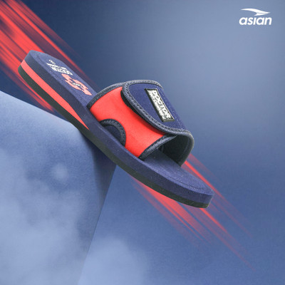 asian Women Women Soft Cushion Slippers Anti- Slip Sole and Adjustable Strap Slides(Blue, Red , 7)