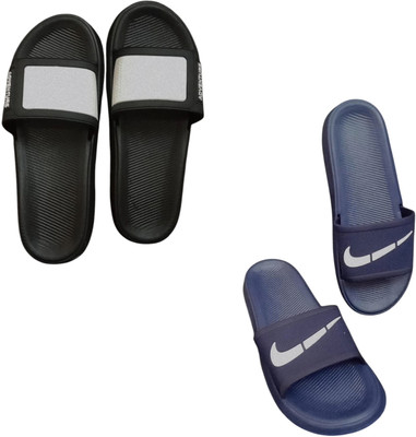 BLIBBERS Men Slides(Grey, Blue , 7)