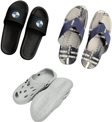 BLIBBERS Men Slippers(Black, Blue, Off White , 9)