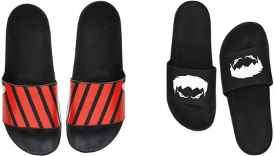nvisan Men Slides(Red, White , 7)