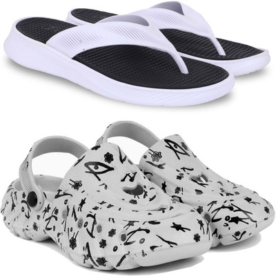 Kapani Fashion Men Slippers(Black, Grey , 6)