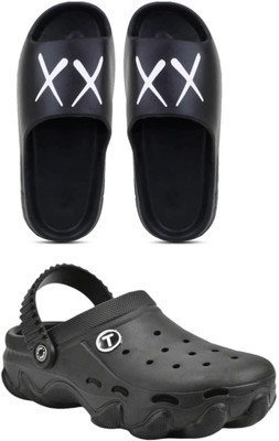 Veewalk Men Slides(Black, Black , 8)