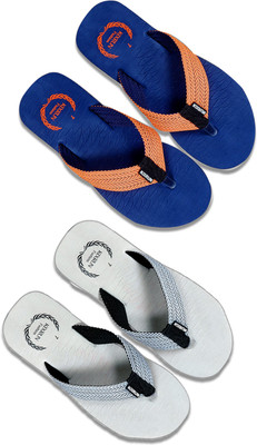 Kixrun Men Soft comfortable stylish and anti skid & Slippers (Pack of 2) Flip Flops(Multicolor , 7)