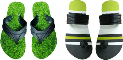 skyflip Men Slides(Green, Black , 9)