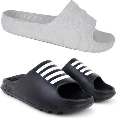 KAPYANSH Men Slides(Grey, Black , 6)