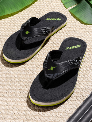 Sparx Men Flip Flops(Black, Green , 10)