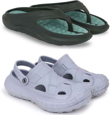 Kapani Fashion Men Slippers(Green, Grey , 7)