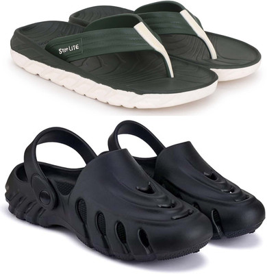 Pampy Angel Men Slippers(Green, Black , 9)