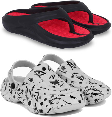 KAPYANSH Men Slippers(Red, Grey , 8)