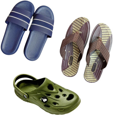 BLIBBERS Men Slippers(Blue, Brown, Green , 6)