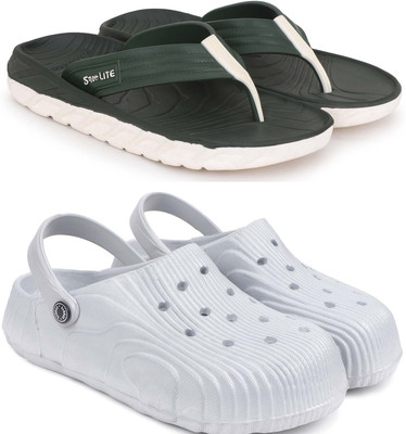 Pampy Angel Men Slippers(Green, Grey , 10)