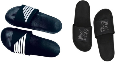 nvisan Men Slides(White, Grey, Black , 8)