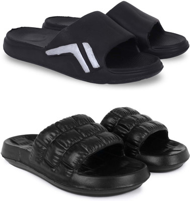 Kapani Fashion Men Slippers(Black, Black , 7)