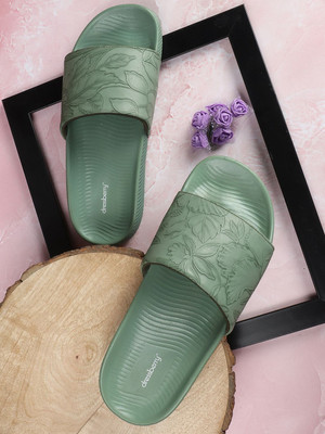 Dressberry Women Flip Flops(Green , 7)