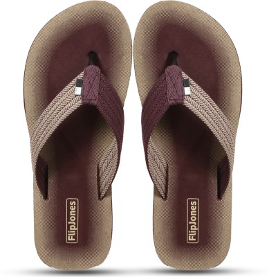 PAHNAVA Men Flip Flops(Brown , 8)