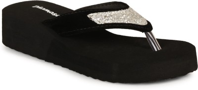 Dhamasa Women Flip Flops(Black , 4)