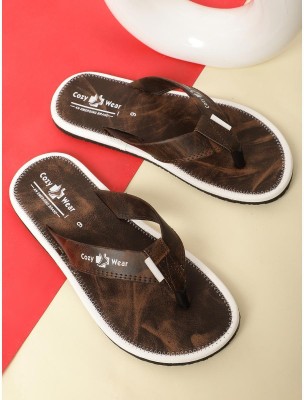 Cozy Wear Men Flip Flops(Brown , 8)