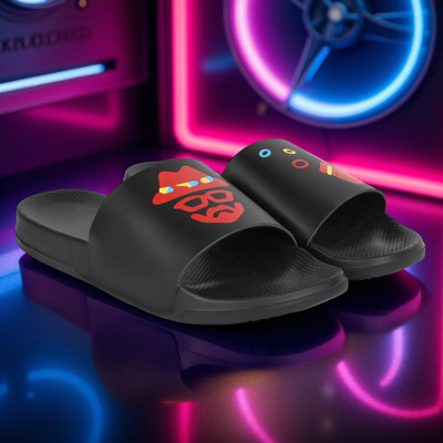 Vortek Men Slides(Black, Red , 7)