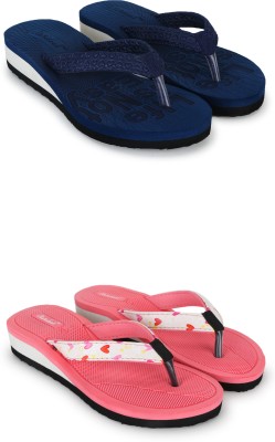 STERDEES Women Slippers(Blue, Pink , 8)