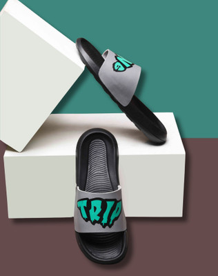 Foot Print Men Slides(Grey , 10)