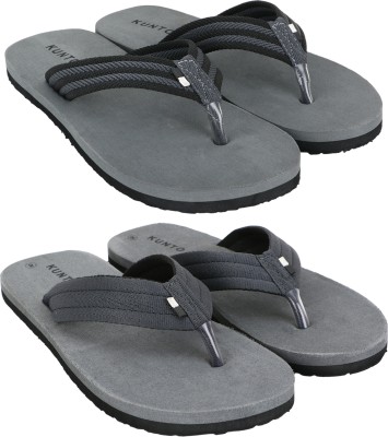 KUNTO Men Flip Flops(Grey, Grey , 7)