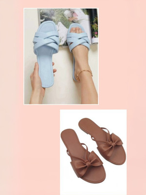 raj-rajeshwari collection Women Slides(Blue, Blue , 7)