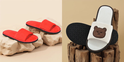 Y key Women Flip Flops(Red, Off White , 6)