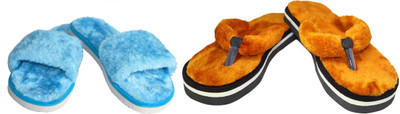 rexizone Women Slides(Tan, Blue , 7)