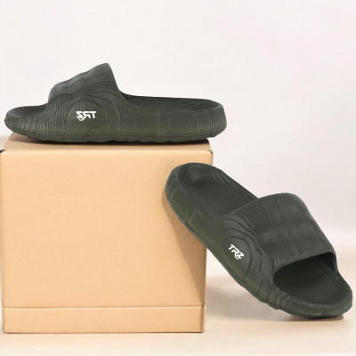 TRZ Men Flip Flops(Olive , 10)