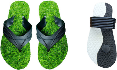 skyflip Men Slides(Black, Green , 8)