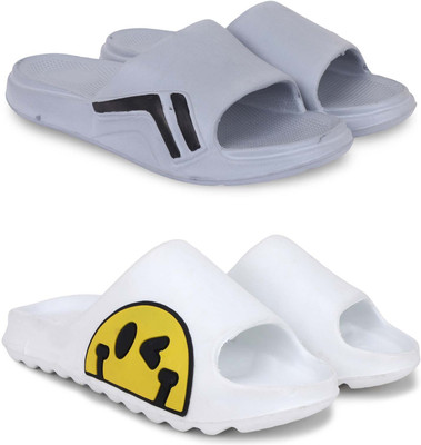 Pampy Angel Men Slippers(Grey, White , 8)