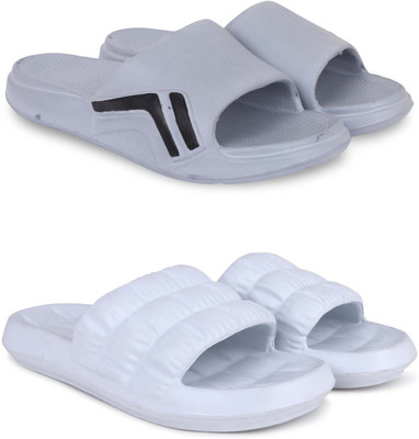 KAPYANSH Men Slippers(Grey, White , 8)