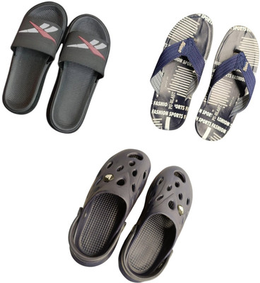 BLIBBERS Men Slippers(Black, Blue, Black , 7)