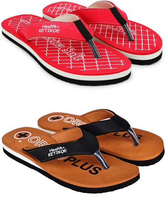 Kecher Women Ortho-Care Comfort Slippers For Women's and Girl's Flip Flops (Pack of 2) Slippers(Multicolor , 7)