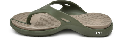 Doubleu Men Flip Flops(Olive, Beige , 8)