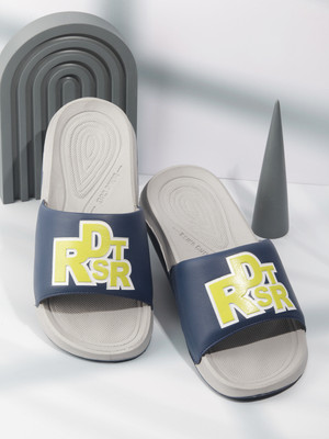Roadster Men Slides(Blue, Grey , 9)